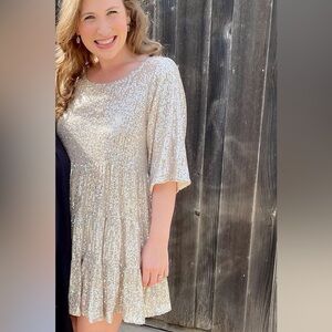 Baby doll style sequined dress